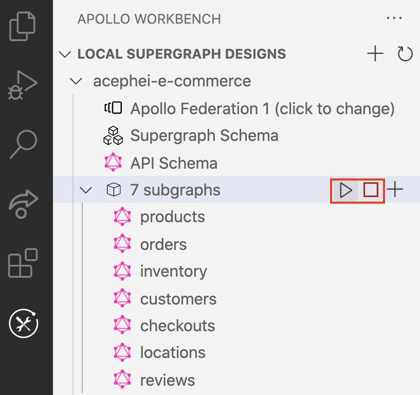 Play button for running supergraph locally