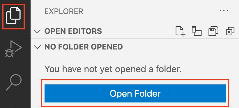 Opening a folder in VS Code