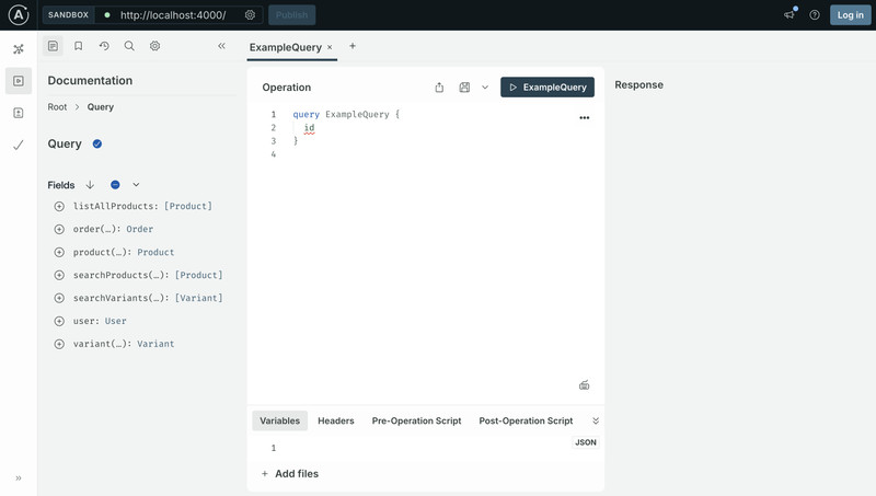 The Apollo Sandbox with a prepopulated example query.